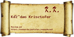 Kádas Krisztofer névjegykártya